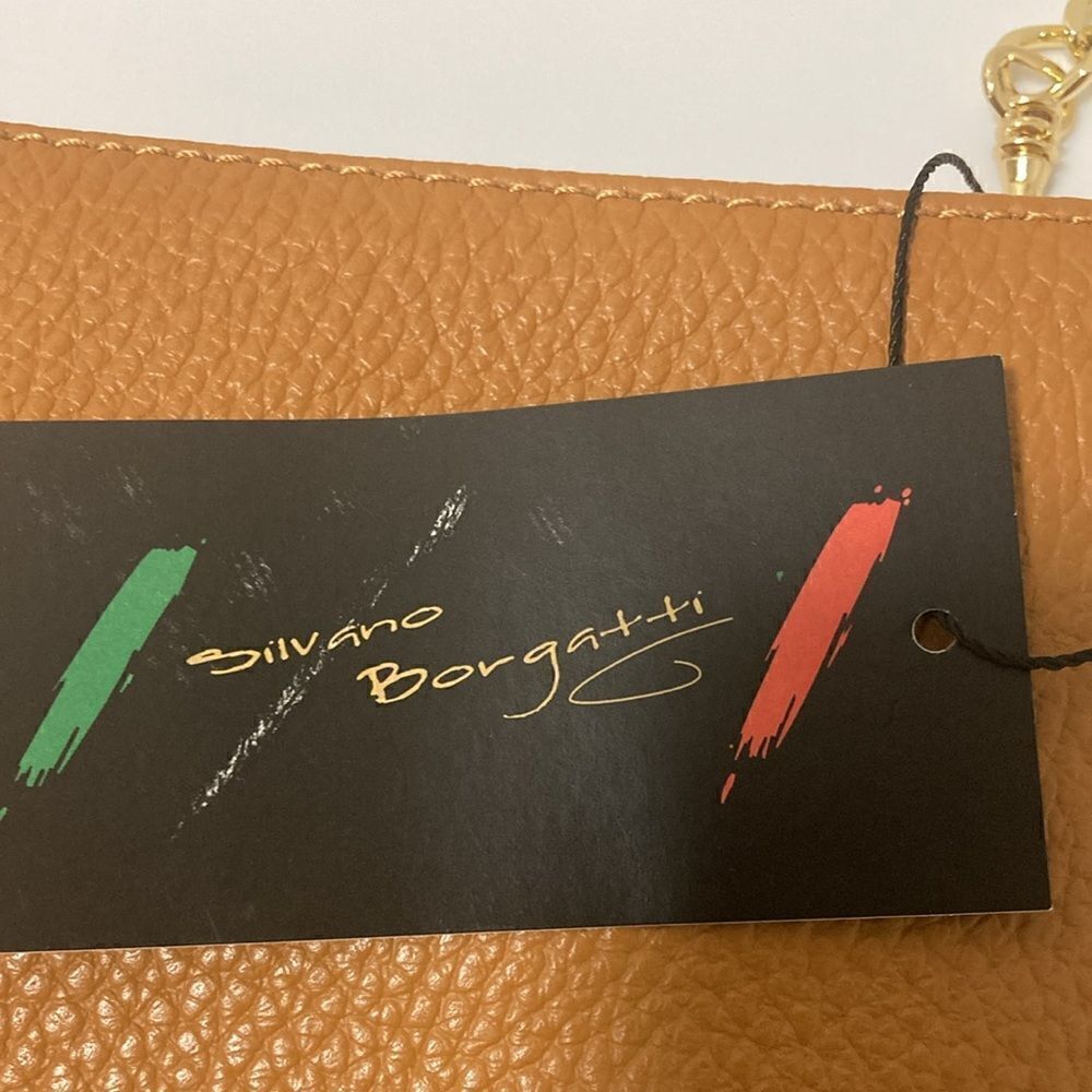 NWT Silvano Borgatti Leather Bag with Top Zipper, Tassel and Detachable Chain. - Picture 4 of 8